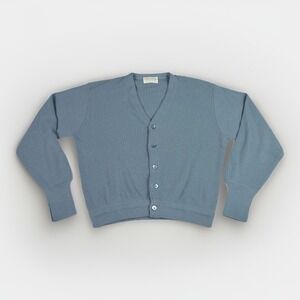 VTG Lord Jeff Button Up Men's Sz L Sweater Varsity Cardigan Blue Dupont Orlon V